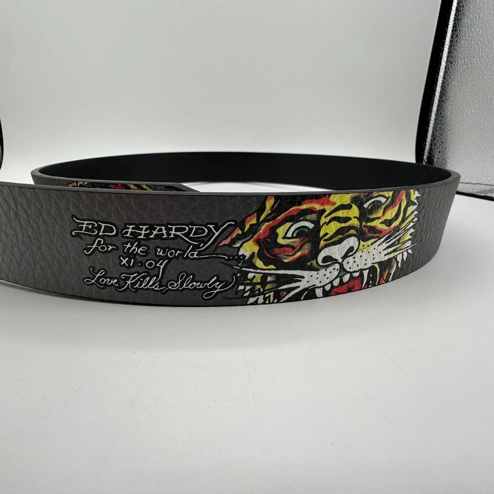Ed Hardy Belt‎ Mens 36 For The World XI-04 LOVE KILLS SLOWLY Tattoo Studded NEW